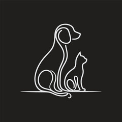 logo featuring the line-art of a dog and a cat sitting side by side	