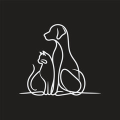 logo featuring the line-art of a dog and a cat sitting side by side	