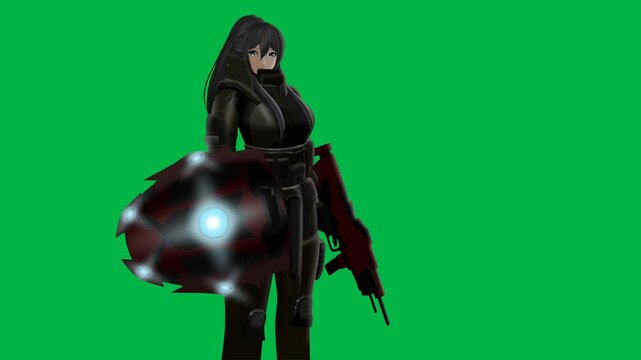 Dark hooded villain with glowing eyes and energy aura on green screen chromakey background. Perfect for 2d animated cartoon animation evil, power-up, or fantasy antagonist scenes.