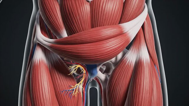 Detailed Medical Visualization of Human Superior Gemellus Muscle and Anatomy