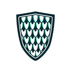 Dragon Scale Shield Vector Icon with Geometric Pattern © Warten Weg