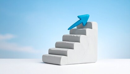 Obraz premium Abstract Clay Staircase with Upward Arrow Symbol
