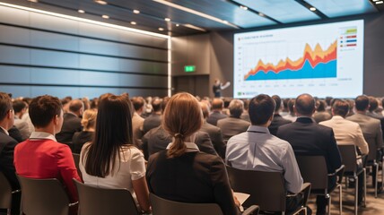 A large audience gathers in a modern auditorium to listen to a professional presentation.