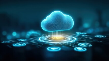 Cloud computing innovations transforming business operations digital environment infographic futuristic viewpoint technology concept