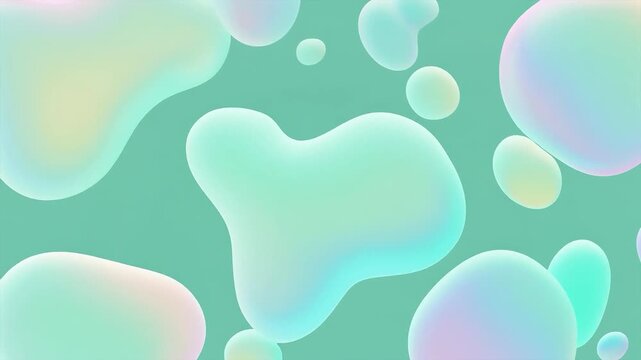 Abstract Mint Green Liquid Blobs Floating Background