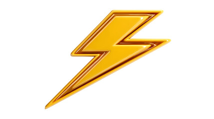 Golden jagged lightning bolt with thick rounded edges and matte effect on white background