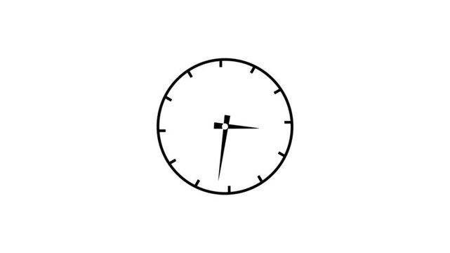 Icon symbolizes hours, minutes, and time tracking. Clock visual highlights punctuality and time management.White minimalist clock face with hands on a white background.