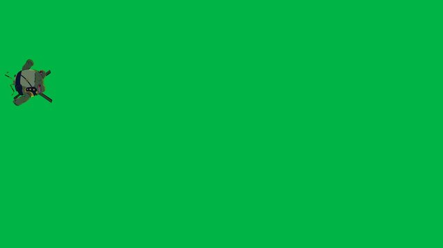 Small gray shark swimming with open mouth on green screen chromakey background. Ideal for 2d animated cartoon animation ocean predator, danger, or funny sea creature scenes in videos.