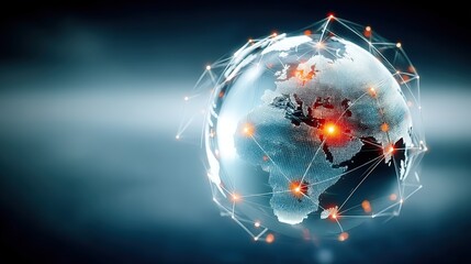 Global connectivity exploring the digital network of our world technology landscape infographic modern environment aerial view interconnectedness