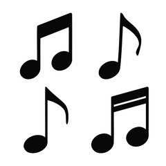 Black silhouette musical notes on a white background icon