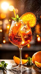 Refreshing cocktail creation trendy bar beverage photography vibrant atmosphere close-up view mixology artistry