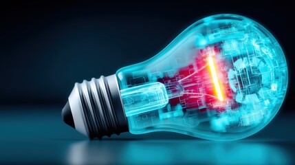 Innovative light bulb design showcase modern studio product photography dark background close-up futuristic concept for energy efficiency