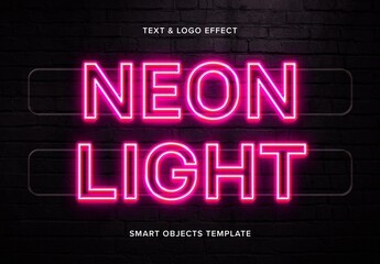 Pink Neon Text & Logo Effect Mockup
