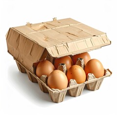 Cardboard egg carton with eggs