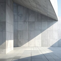 Modern concrete architectural space. Light and shadow interplay on a minimalist concrete structure