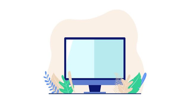 Animated globe icon appearing on a computer screen