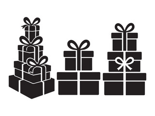 Silhouette various gift boxes with bows and ribbons for celebrations vector illustration