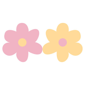 Twin flower sticker in pink yellow ideal for party invites, baby showers, and cheerful pastel-themed illustrations.