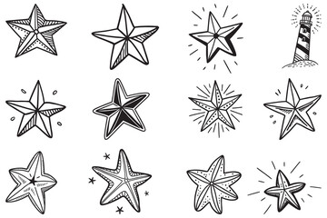 Set star icon line art and illustrator eps 10