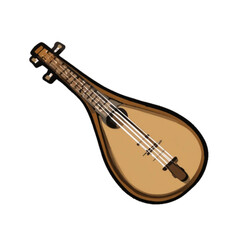 Obraz premium Flat colored traditional guitar illustration on plain background 