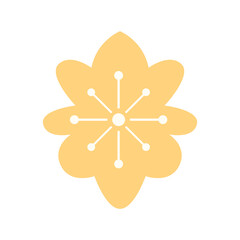 Yellow flower burst sticker with white lines perfect for headers, social media, and spring-themed digital designs.