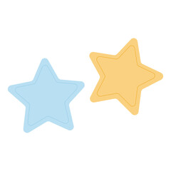 Blue and yellow star stickers ideal for children’s projects, classroom decor, and vibrant pastel-themed illustrations.