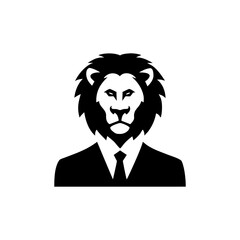 Businessman portrait combined with lion inspired power confidence and executive presence Vector illustration