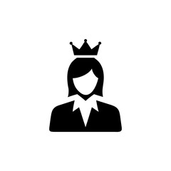 Female chief executive portrait with minimal crown symbol of leadership On white Background Vector illustration
