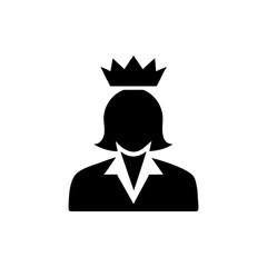 Modern female chief executive portrait with crown concept for authority branding On white Background Vector illustration