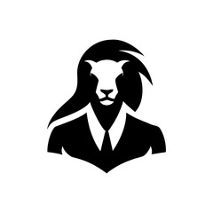 Female entrepreneur portrait combined with powerful lion mascot for leadership branding On white Background Vector illustration