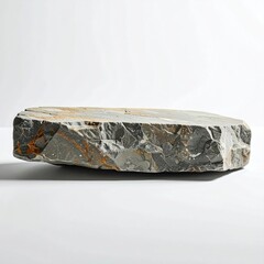 Rough-hewn stone slab, light gray and dark gray veined