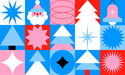Modern Geometric Christmas Holiday Icon Grid