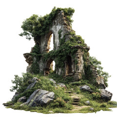 Medieval Stone Tower Ruins on Rocky Hill