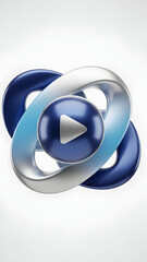 Silver and Blue 3D Play Button Design.