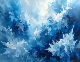 abstract frosty winter texture background with blue ice
