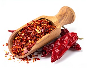 Dried red chili peppers on white background 