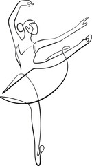 Ballerina Minimalist Continuous One Line Drawing. Woman Dance Contour Illustration. Ballet Modern Minimalist Drawing. Woman Ballerina One Line Illustration. Vector Illustration