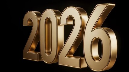 Golden 2026 numbers on black background, symbolizing future and progress
