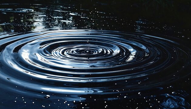 Close-up of water ripples radiating outwards from the epicenter