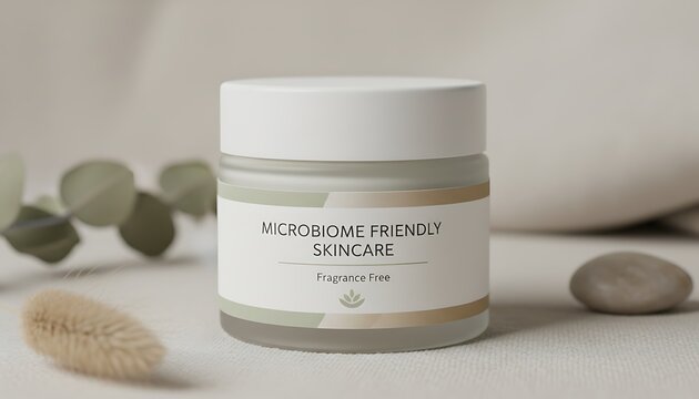 Microbiome Friendly Skincare Jar with Natural Elements.