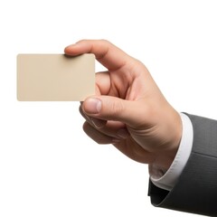 Obraz premium Hand holding business card isolated on white background