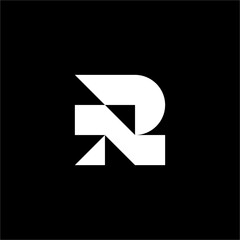 A sharp, high-tech Letter R symbol. Perfectly suited for artificial intelligence research or futuristic robotics companies.