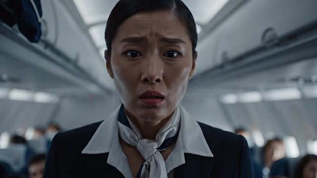Panicked Flight Attendant's Intense Fear During Unexpected Airplane Emergency and Turbulence