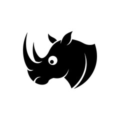 Rhino silhouette side profile representing fearless corporate strength On white Background Vector illustration