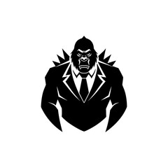 Business Profile Portrait Inside Gorilla Mascot Representing Leadership Strength On white Background Vector illustration