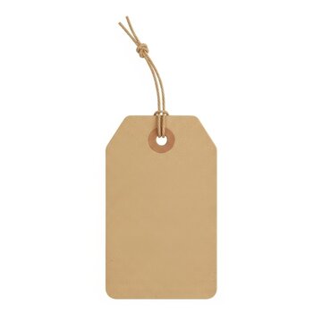 Brown paper tag with string, isolated on white background