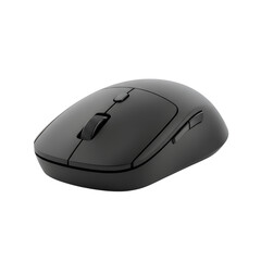 Wireless computer mouse isolated on transparent background, modern ergonomic black mouse for office work, gaming, navigation, productivity and digital control