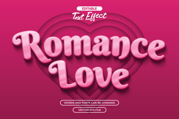 Romance love editable text effect with 3d pink text style and with heart shape background