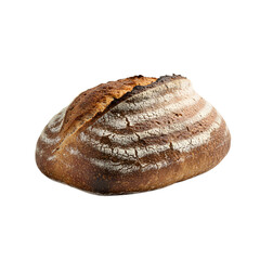 Rustic artisan bread loaf isolated on transparent background, traditional baked food with crispy crust for bakery branding, homemade cooking visuals, grocery packaging and nutrition concepts