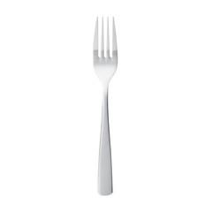 Metal dining fork isolated on transparent background, classic tableware utensil for restaurant, kitchen, food serving, catering design and cutlery set concept